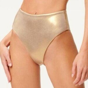 Good American High Waist Gold / Mink Metallic Bottom Reversible NWT